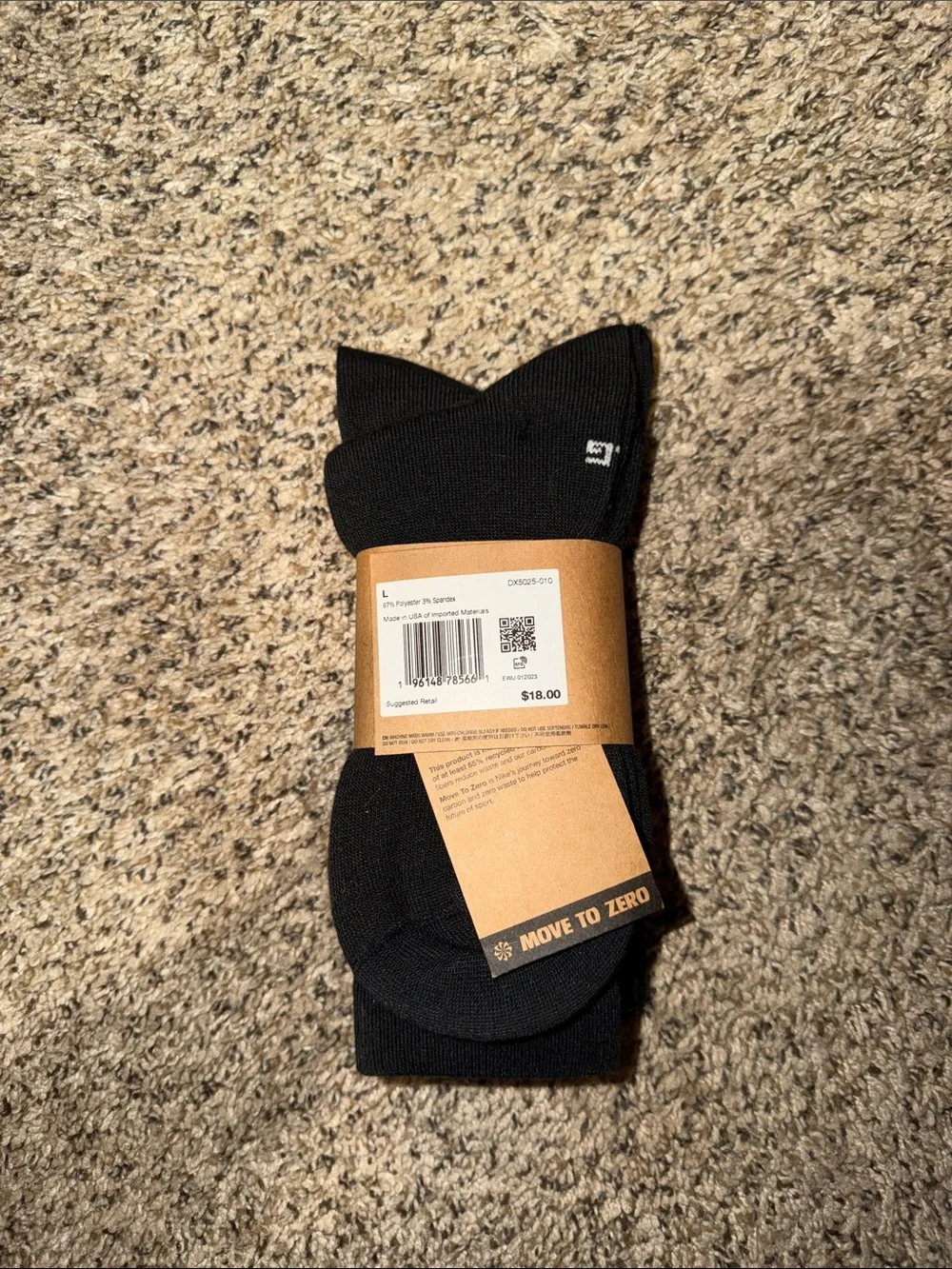 Nike Black Crew Socks with White Swoosh - Everyday Pack